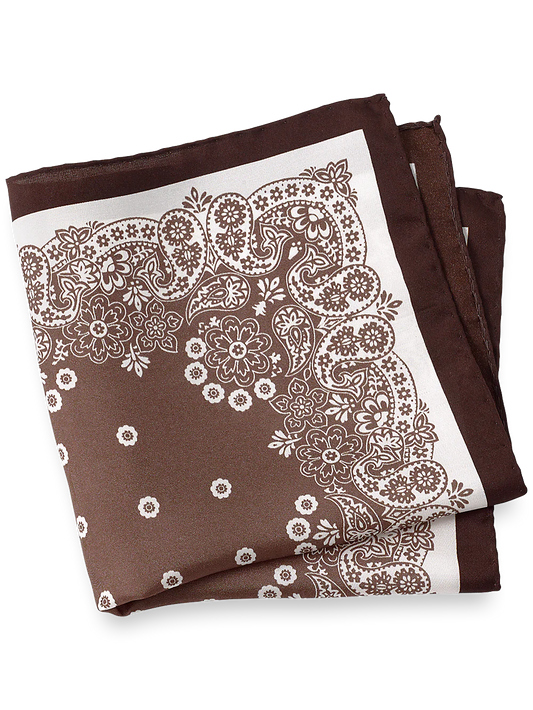 Medallion Silk Pocket Square - Brown