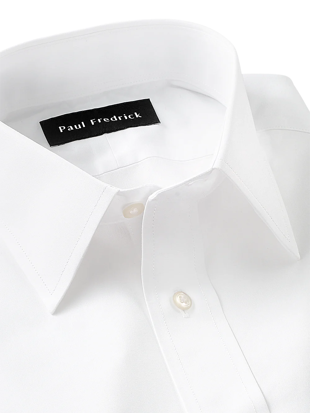 Supima Non-Iron Cotton Solid Color Straight Collar Dress Shirt - White