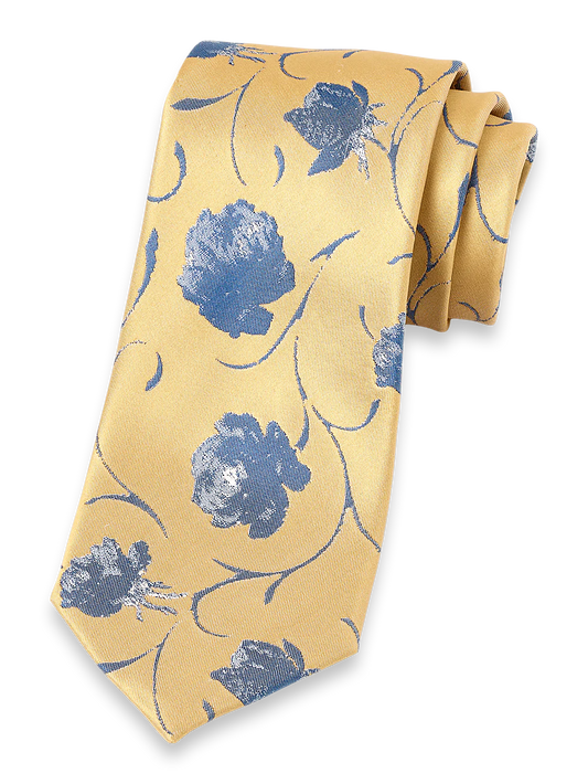 Floral Woven Silk Tie - Yellow/blue