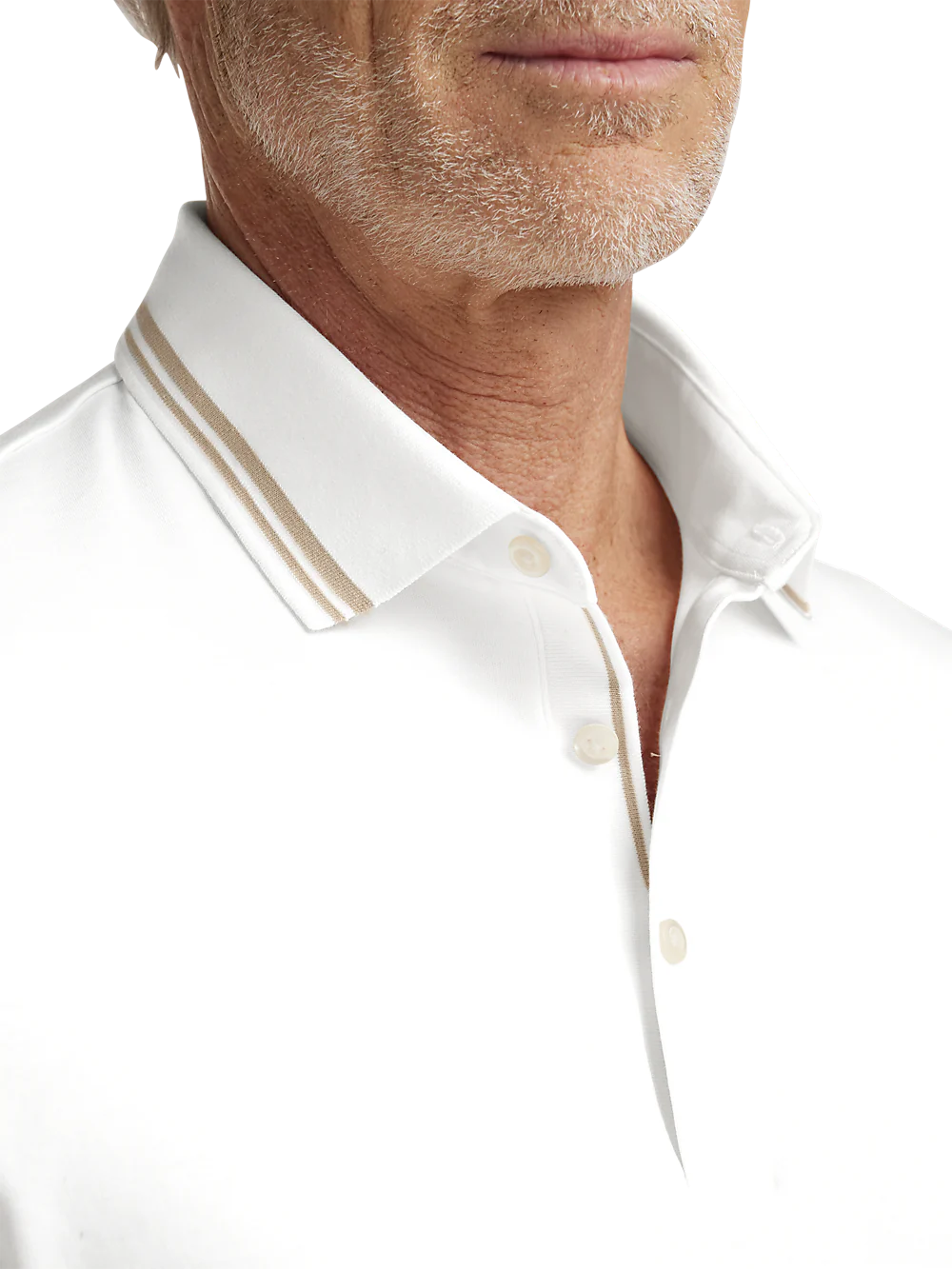 Cotton Three Button Polo - White