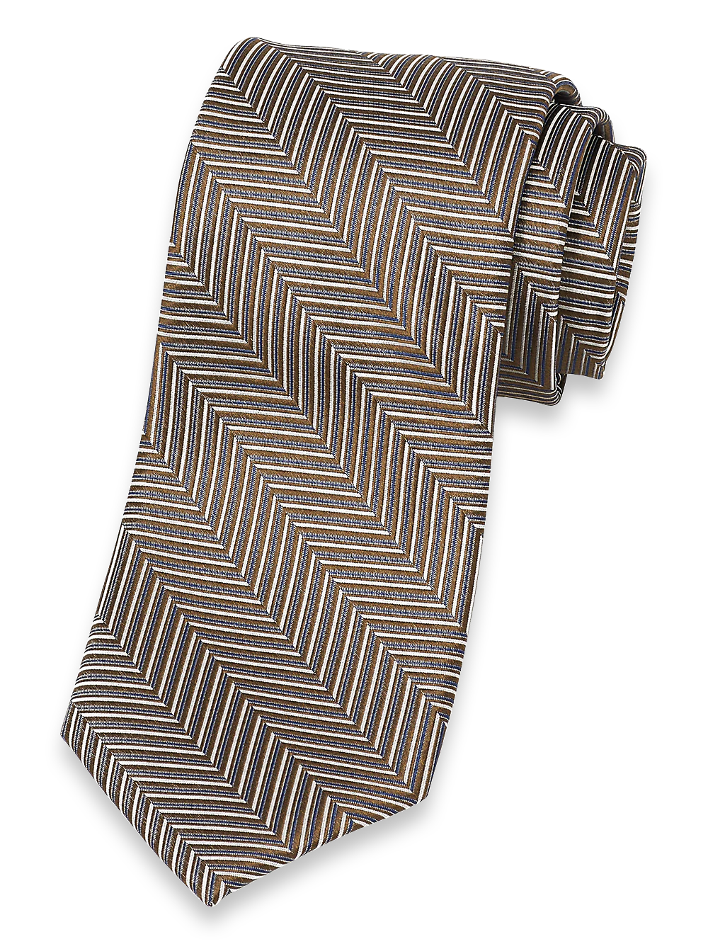 Herringbone Woven Silk Tie - Brown Multi