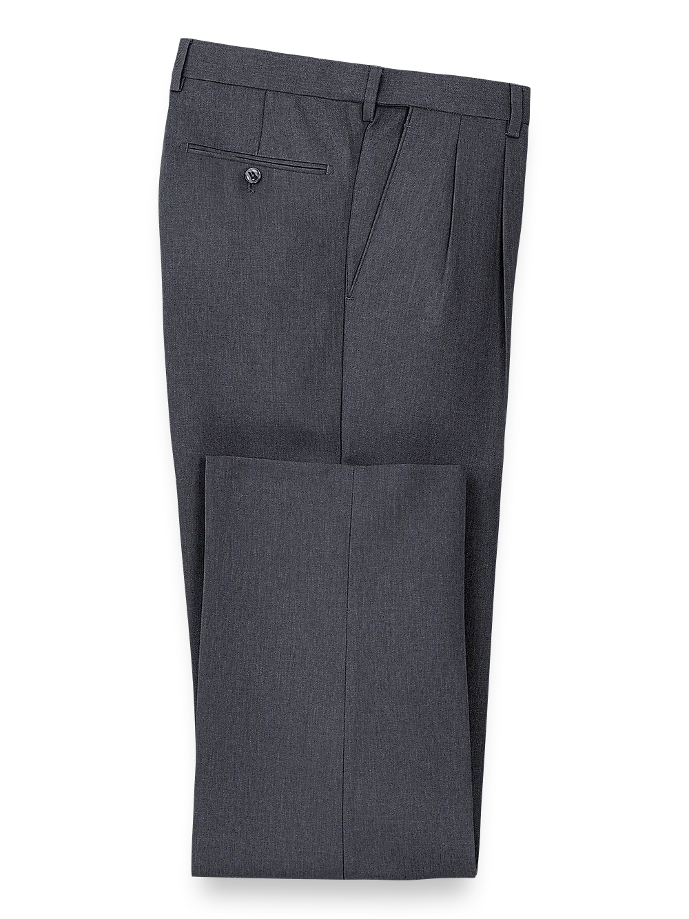 Microfiber Herringbone Pleated Pants - Grey