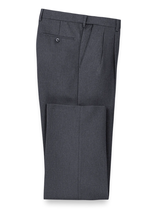 Microfiber Herringbone Pleated Pants - Grey