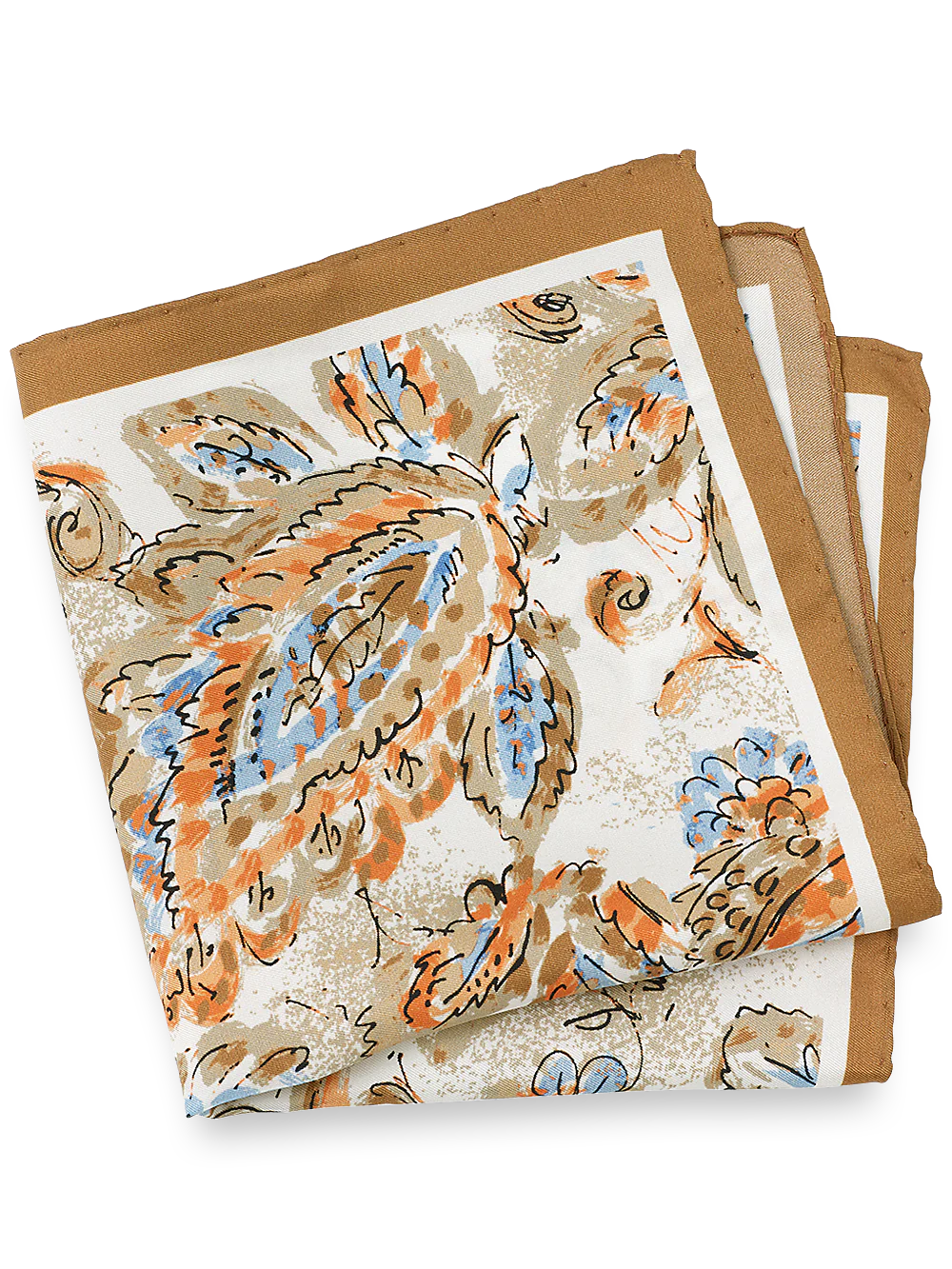 Floral Silk Pocket Square - Tan Multi