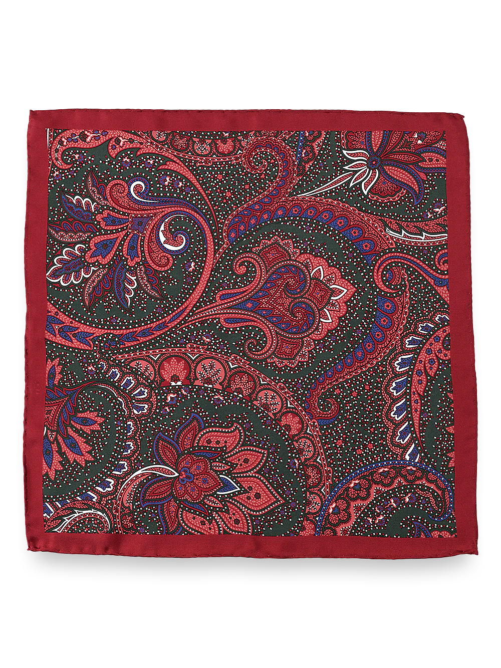 Paisley Silk Pocket Square - Red Multi