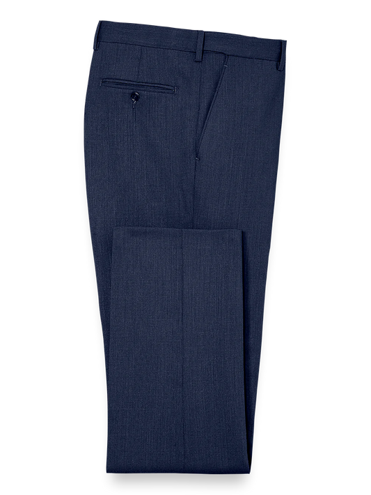 Classic Fit Essential Wool Flat Front Suit Pants - Navy