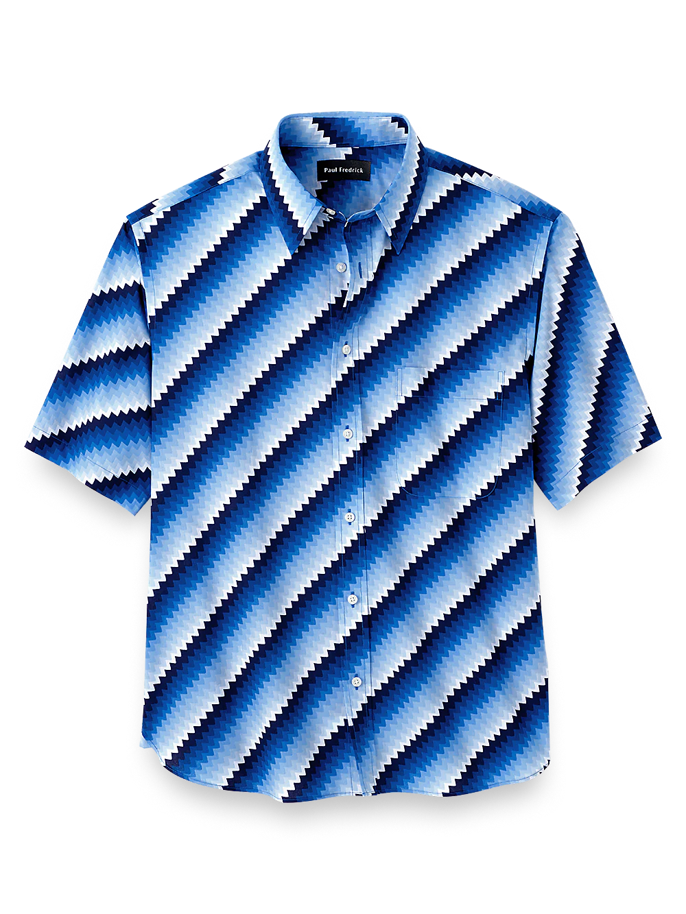 Cotton Diagonal Stripe Print Casual Shirt - Cobalt