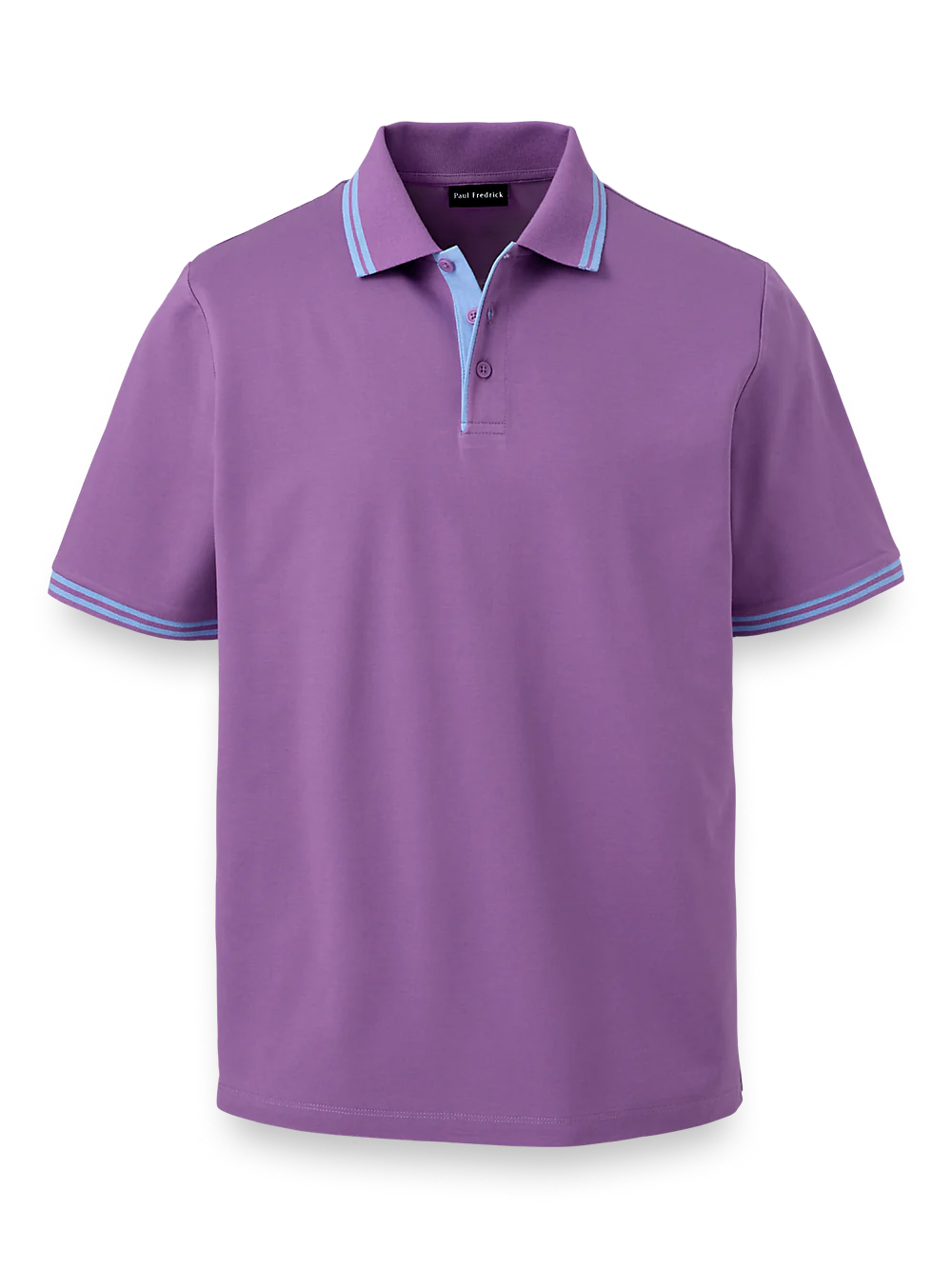 Mercerized Cotton Pique Three Button Polo - Berry