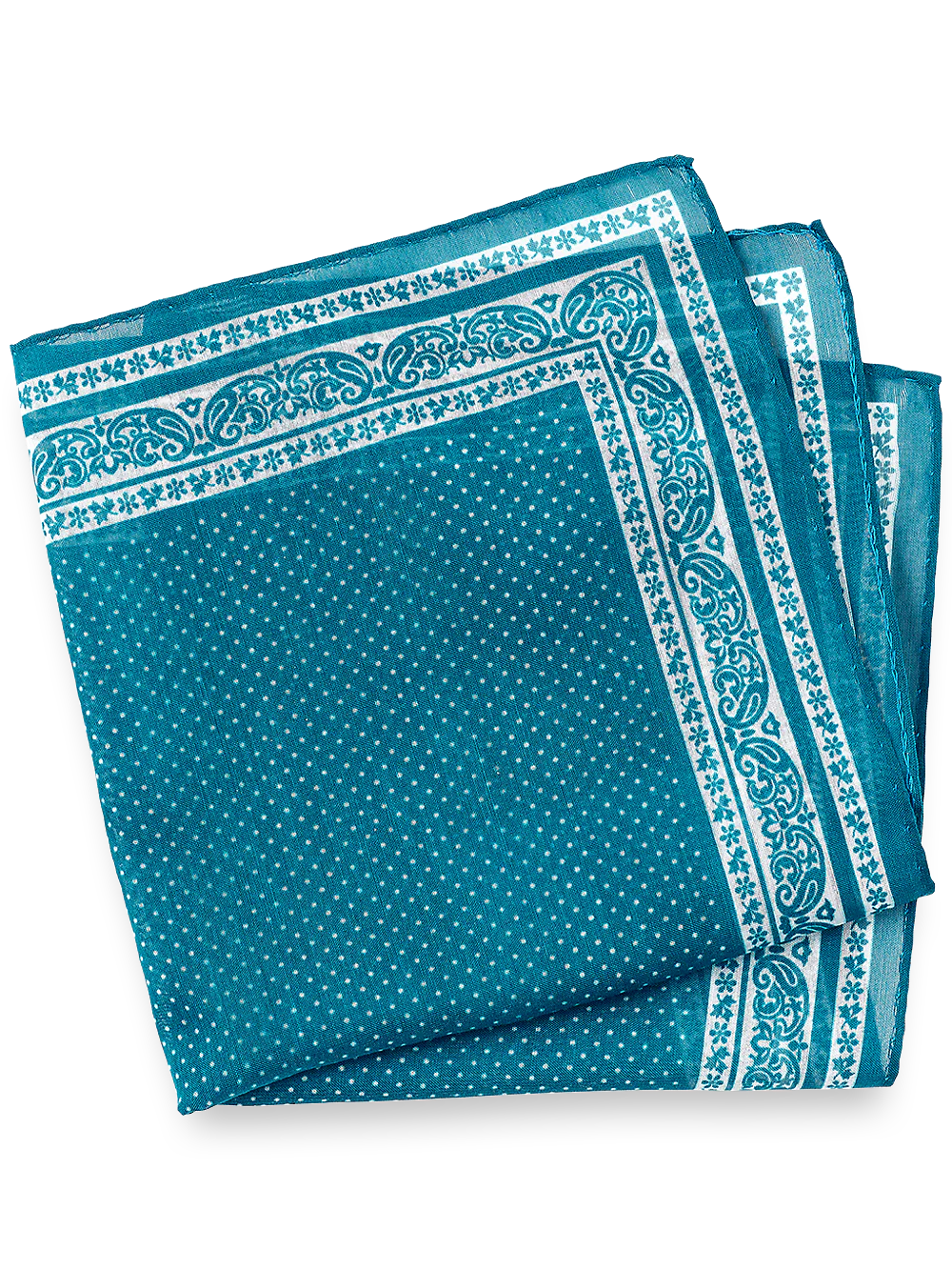 Paisley Cotton Blend Pocket Square - Teal