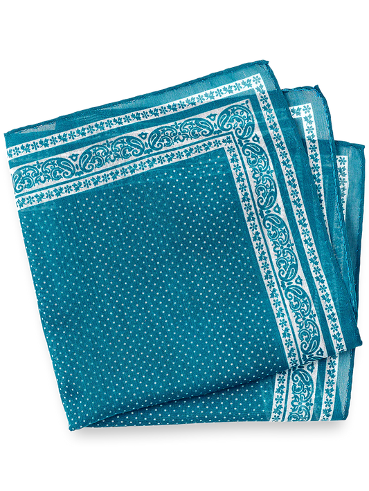 Paisley Cotton Blend Pocket Square - Teal