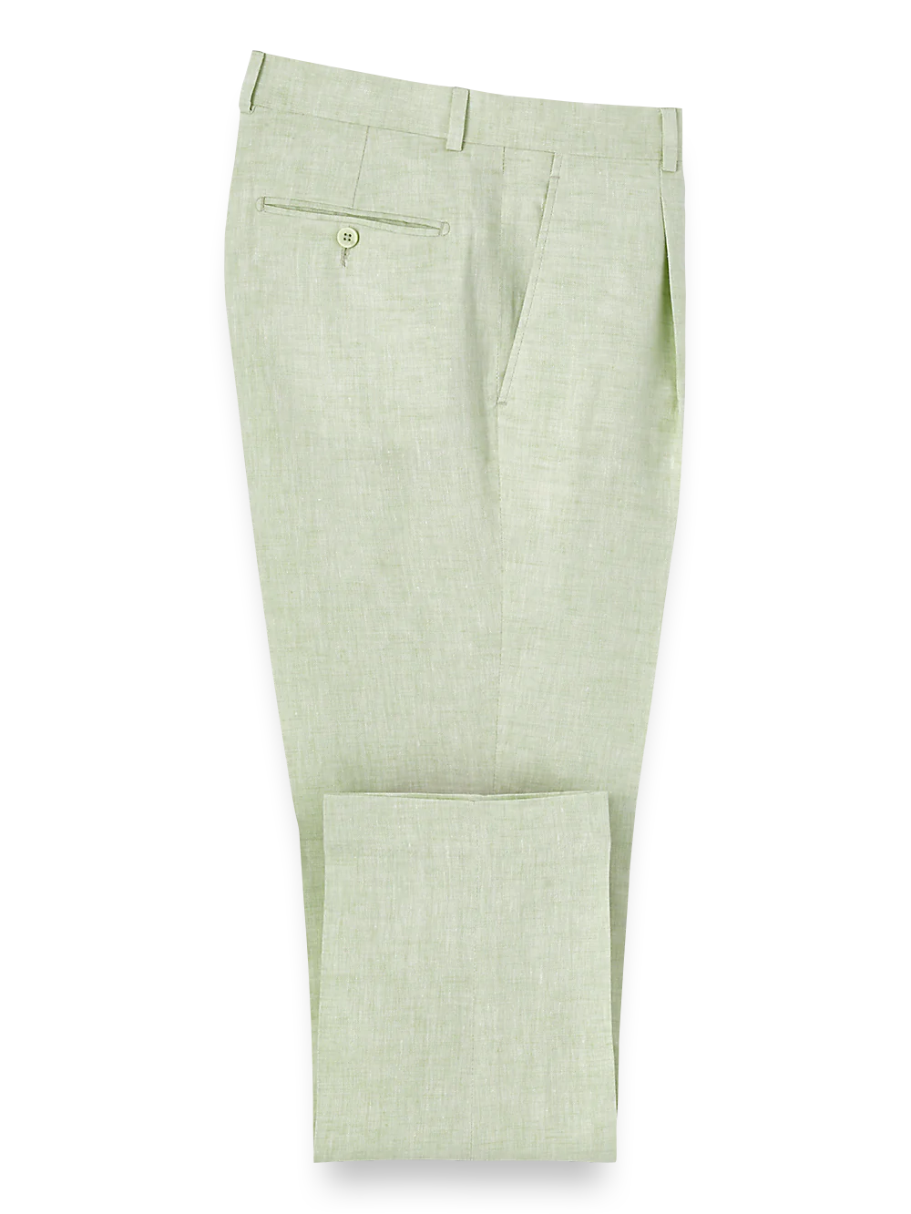 Linen Chambray Twill Single Pleat Pants - Mint