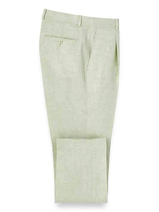 Linen Chambray Twill Single Pleat Pants - Mint