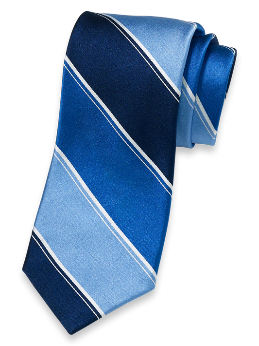 Stripe Woven Silk Tie - Blue