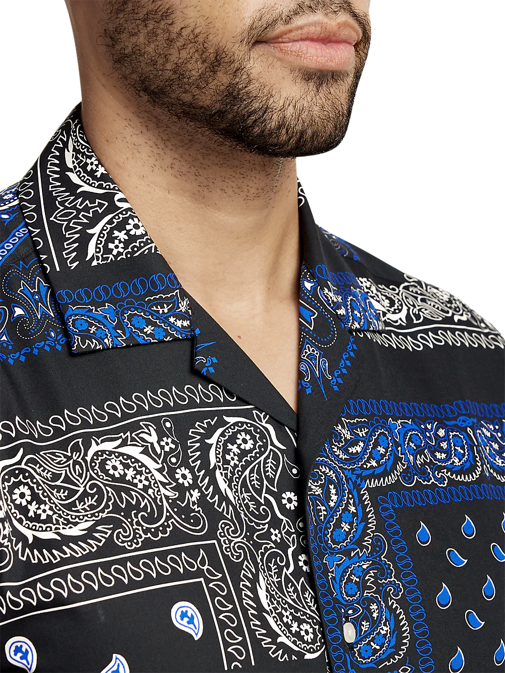 Cotton Paisley Print Casual Shirt - Black