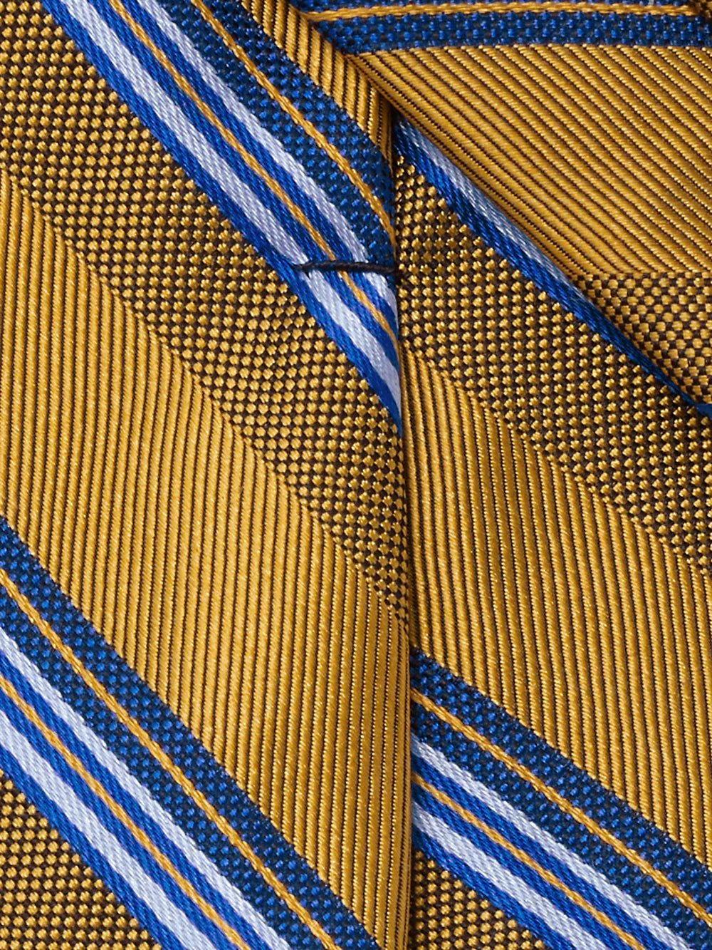 Stripe Woven Silk Tie - Yellow/blue