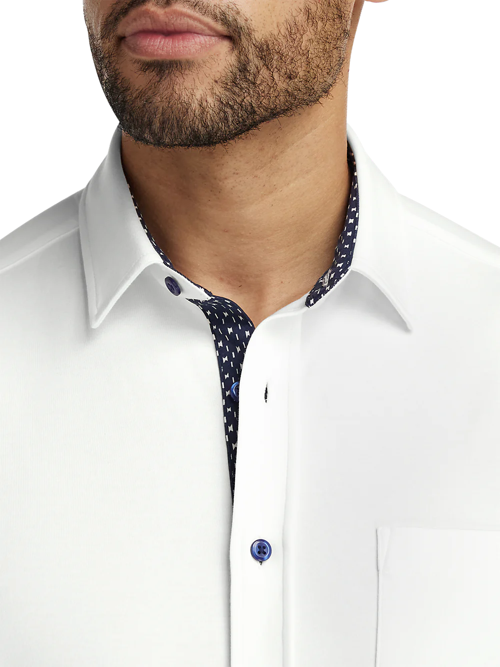 Cotton Button Front Polo - White