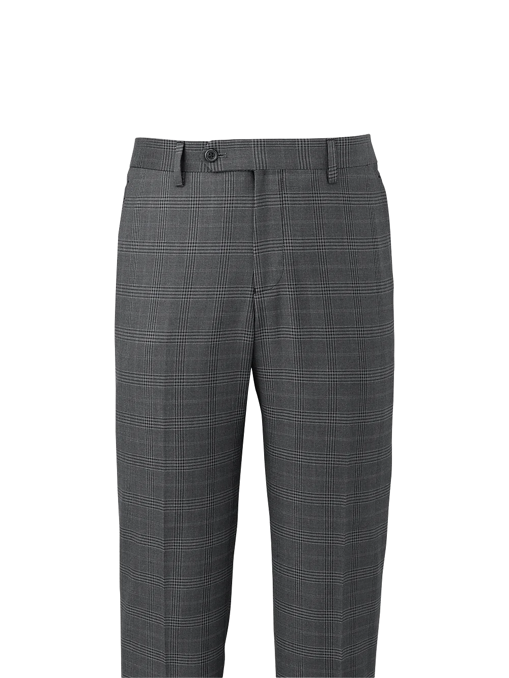 Microfiber Plaid Flat Front Pants - Charcoal Plaid