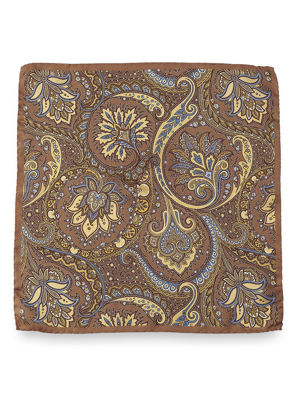 Paisley Silk Pocket Square - Tan