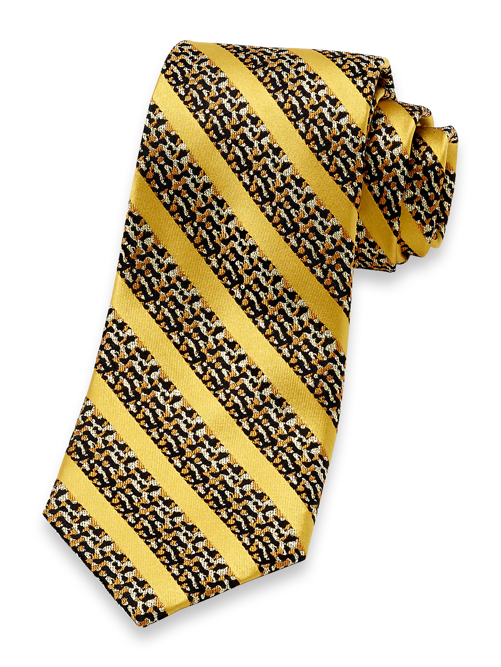 Stripe Woven Silk Blend Tie - Navy/gold