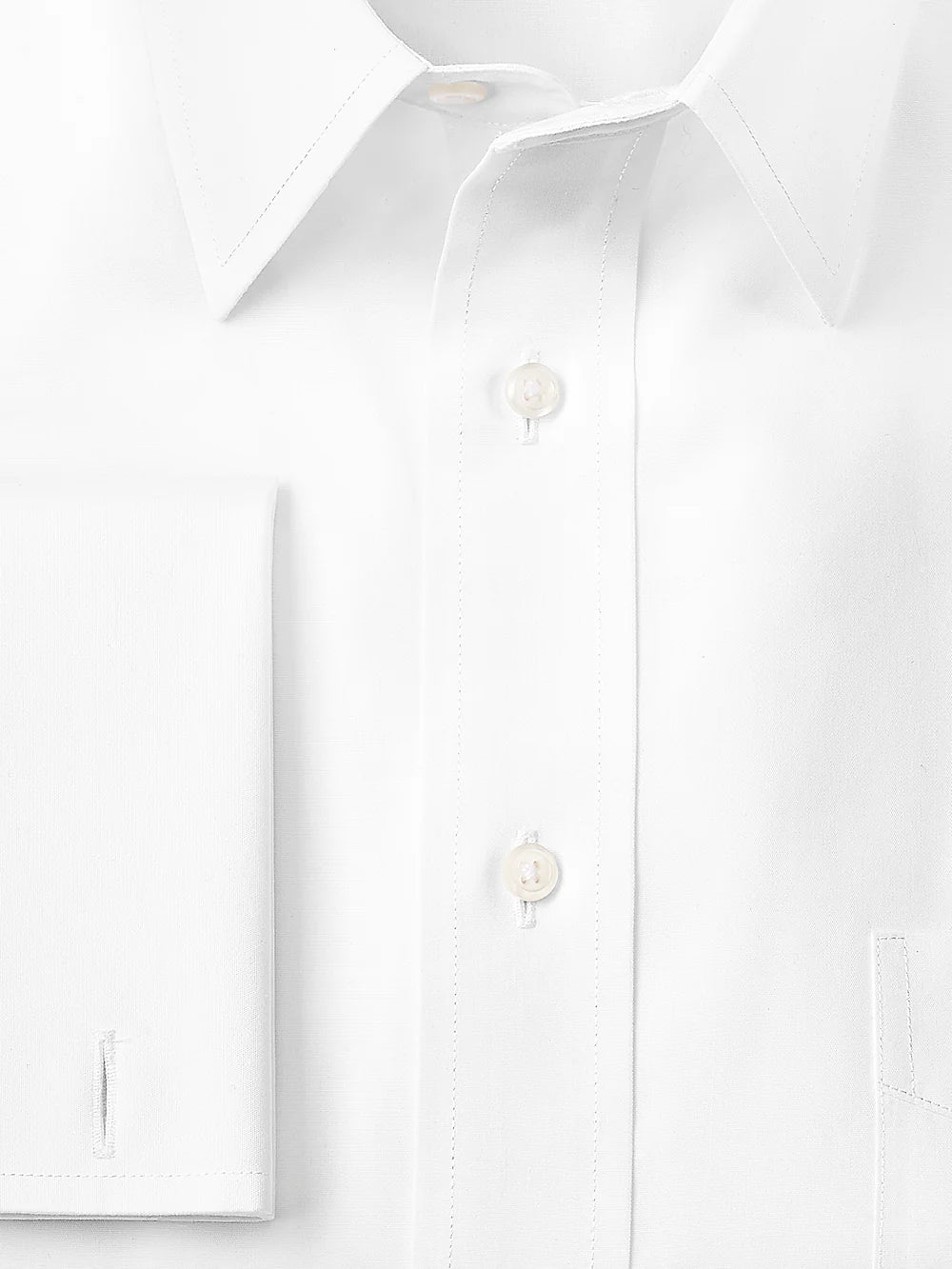 Supima Non-Iron Cotton Solid Color Straight Collar French Cuff Dress Shirt - White