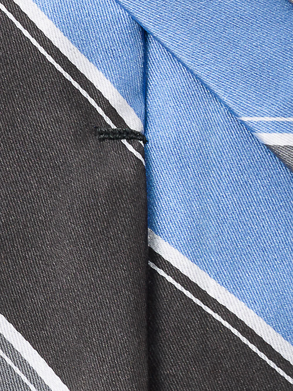 Stripe Woven Silk Tie - Blue/grey