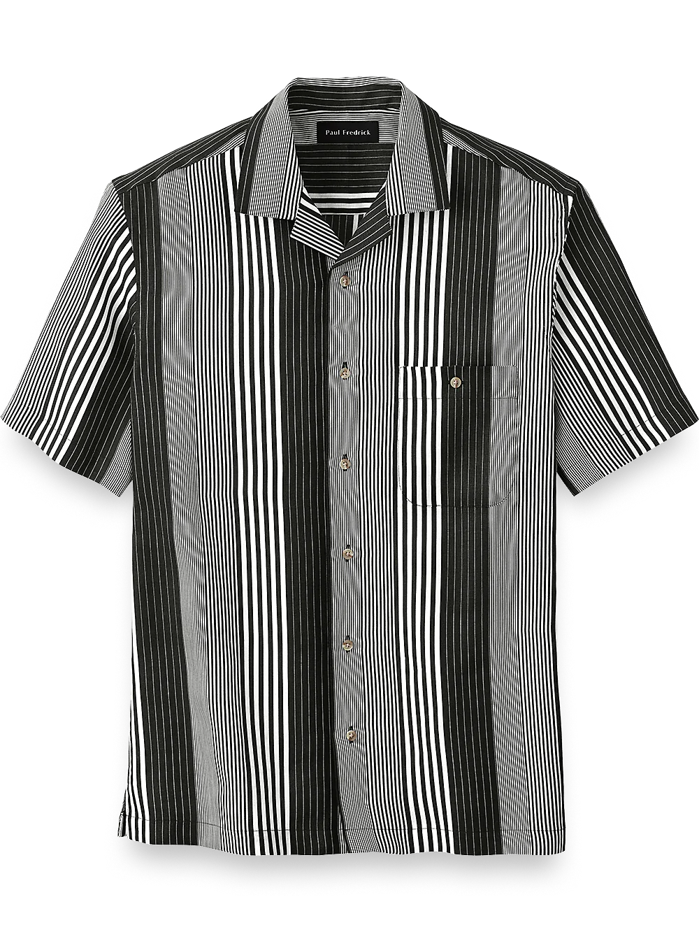 Linen Stripe Print Casual Shirt - Black/white