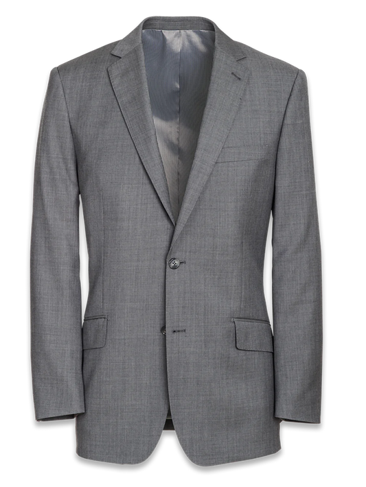 Tailored Fit Sharkskin Notch Lapel Suit Jacket - Grey