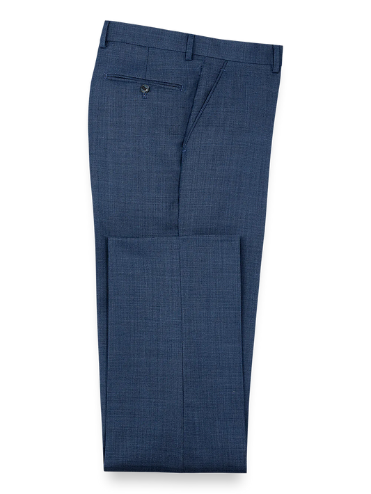 Sharkskin Flat Front Pants - Navy