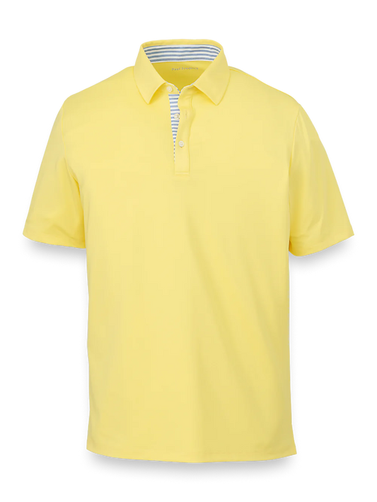 Performance Blend Three Button Polo - Light Yellow