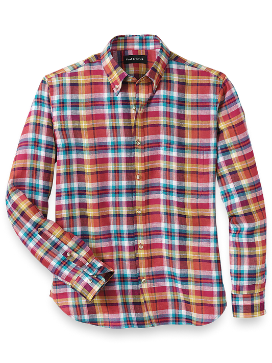 Linen Plaid Casual Shirt - Multi