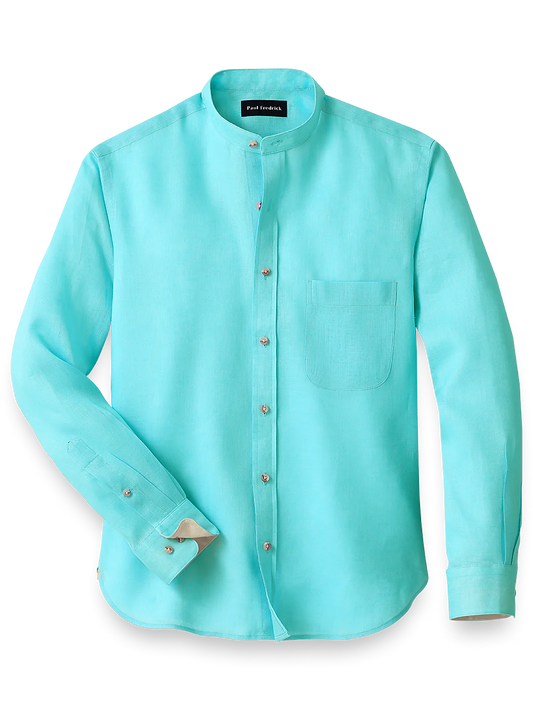 Linen Solid Casual Shirt - Seafoam