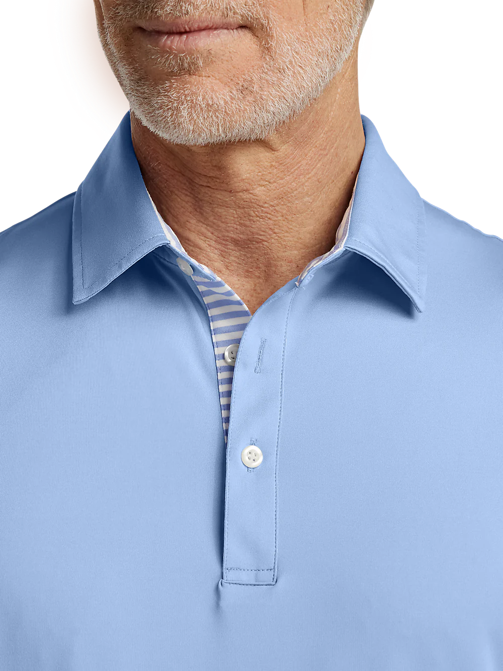 Performance Blend Three Button Polo - Light Blue