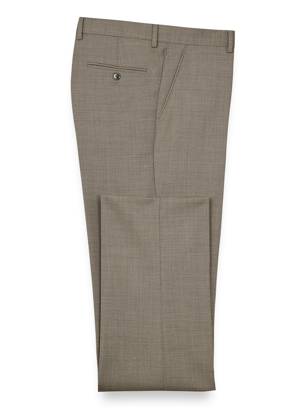 Sharkskin Flat Front Pants - Tan