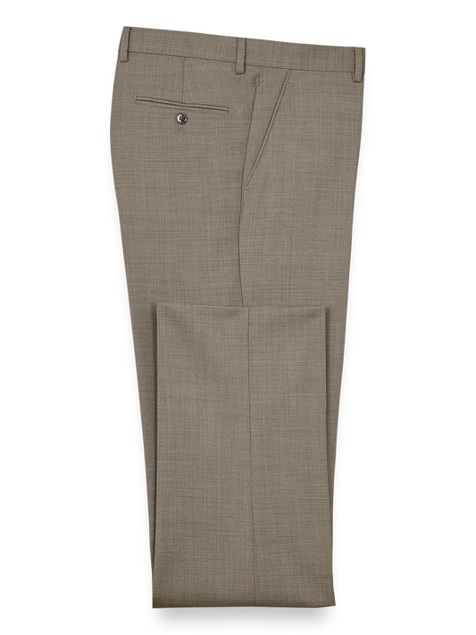 Sharkskin Flat Front Pants - Tan