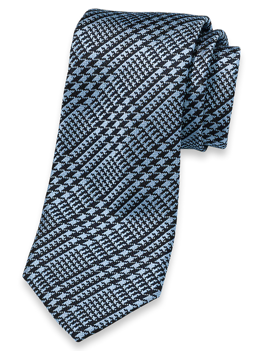 Plaid Woven Silk Tie - Blue