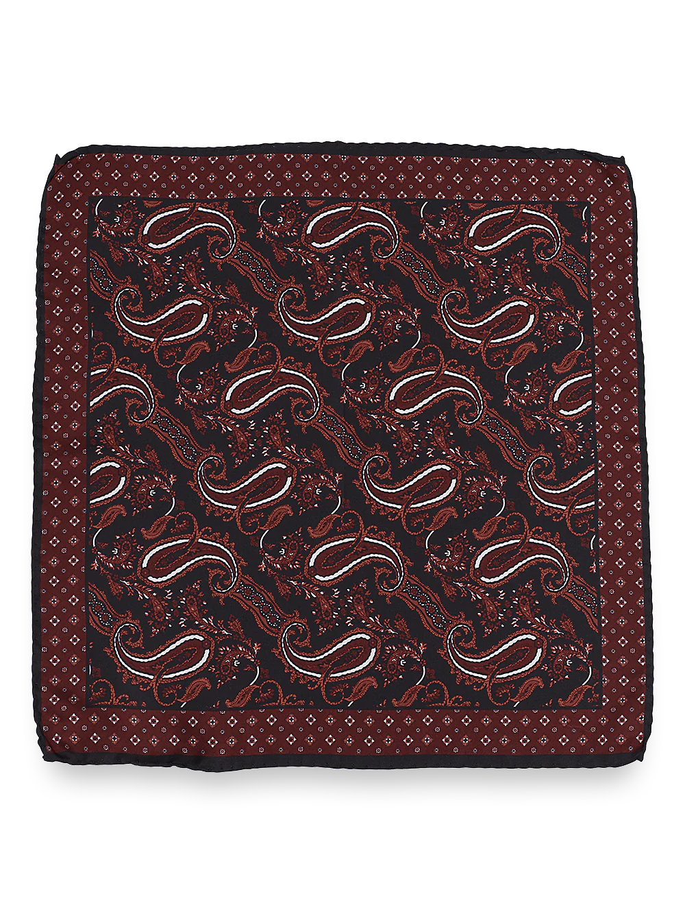 Paisley Silk Pocket Square - Black/red