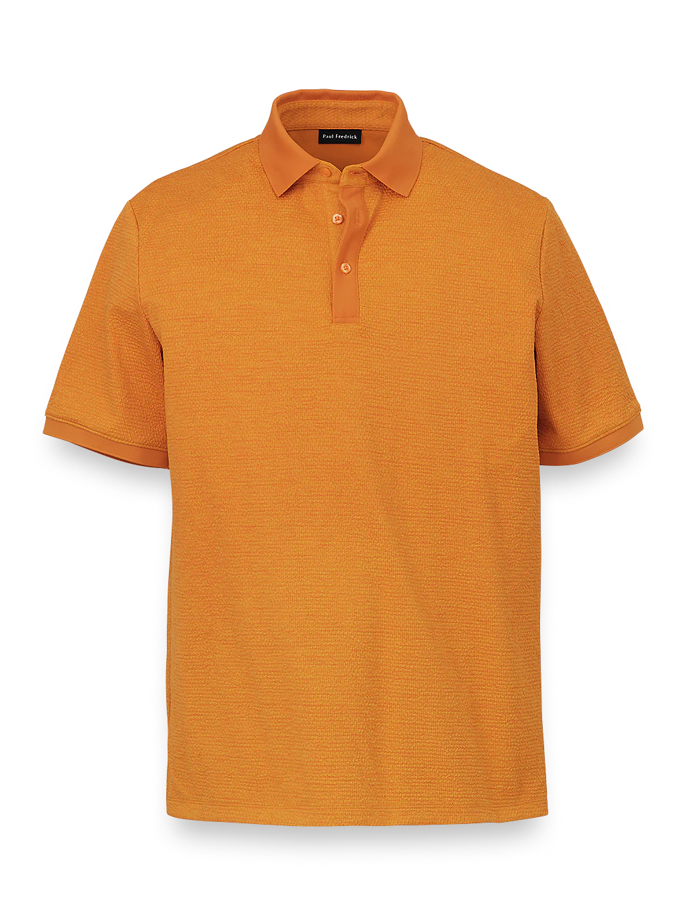 Textured Three Button Polo - Orange