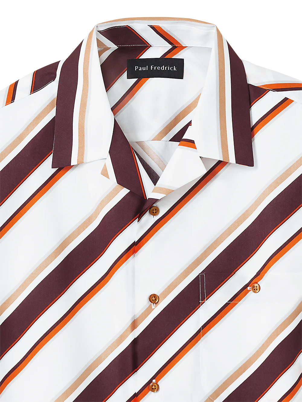 Cotton Diagonal Stripe Print Casual Shirt - White Multi