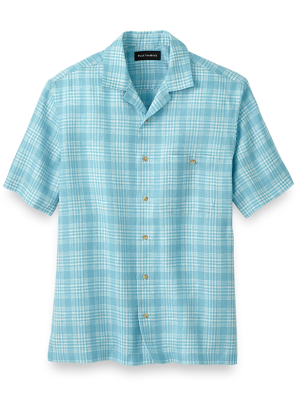 Linen Plaid Casual Shirt - Light Blue