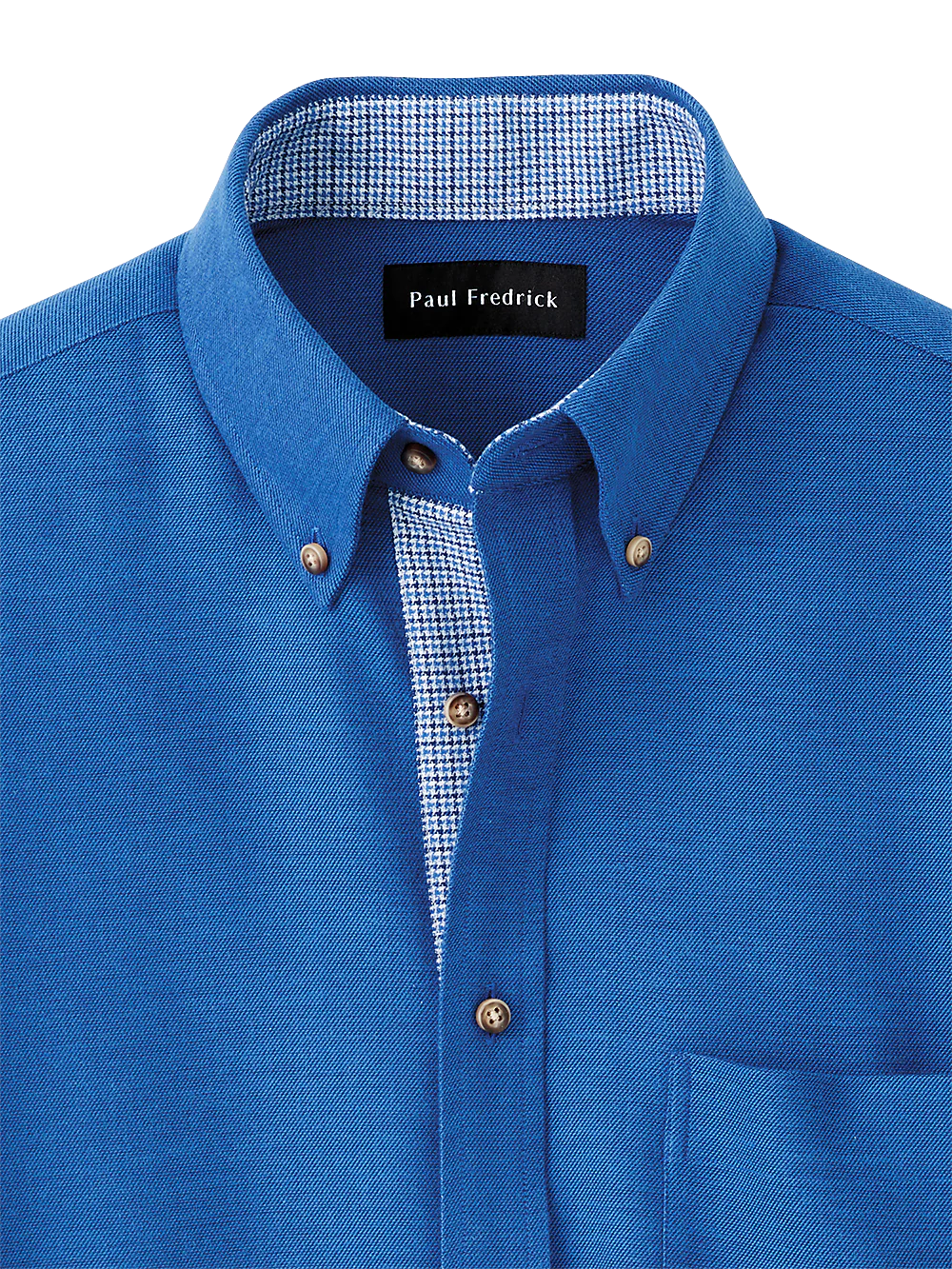 Brushed Twill Solid Casual Shirt With Contrast Trim - Cobalt