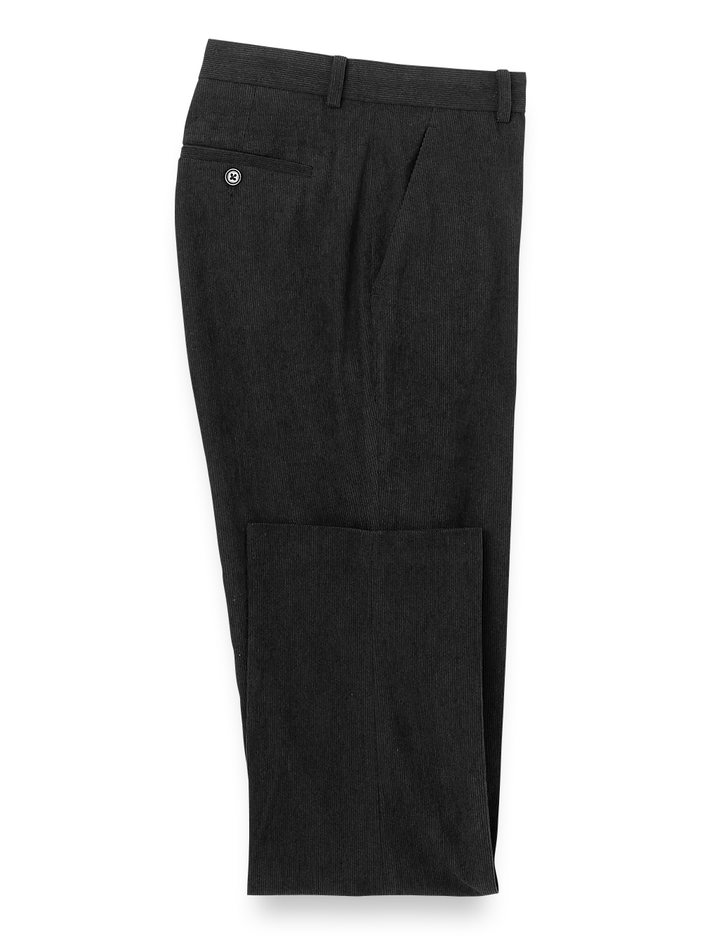 Corduroy Flat Front Pants - Black