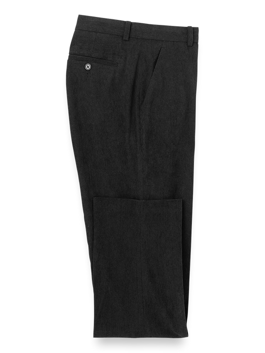 Corduroy Flat Front Pants - Black