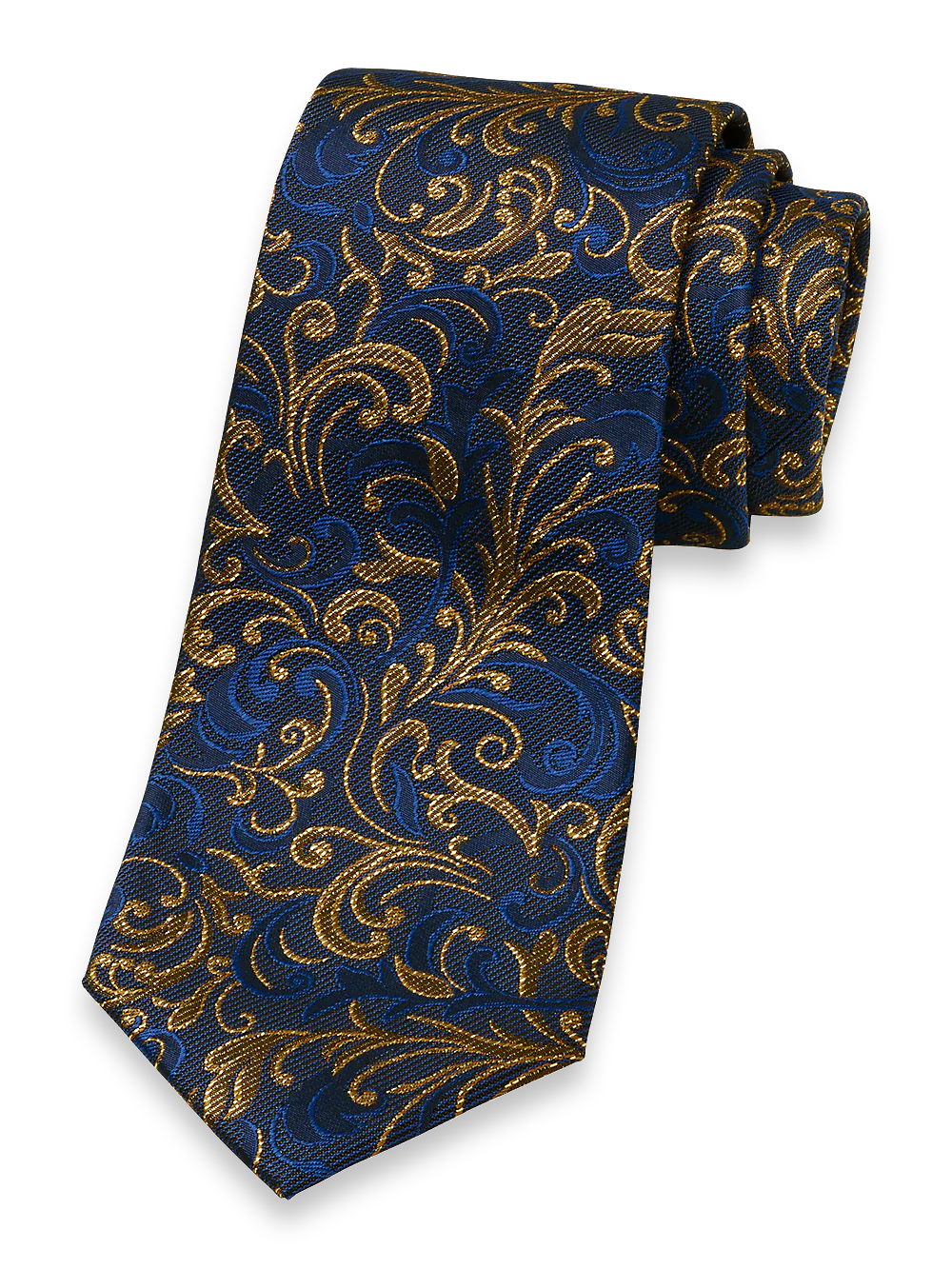 Filigree Motif Woven Silk Blend Tie - Navy Multi