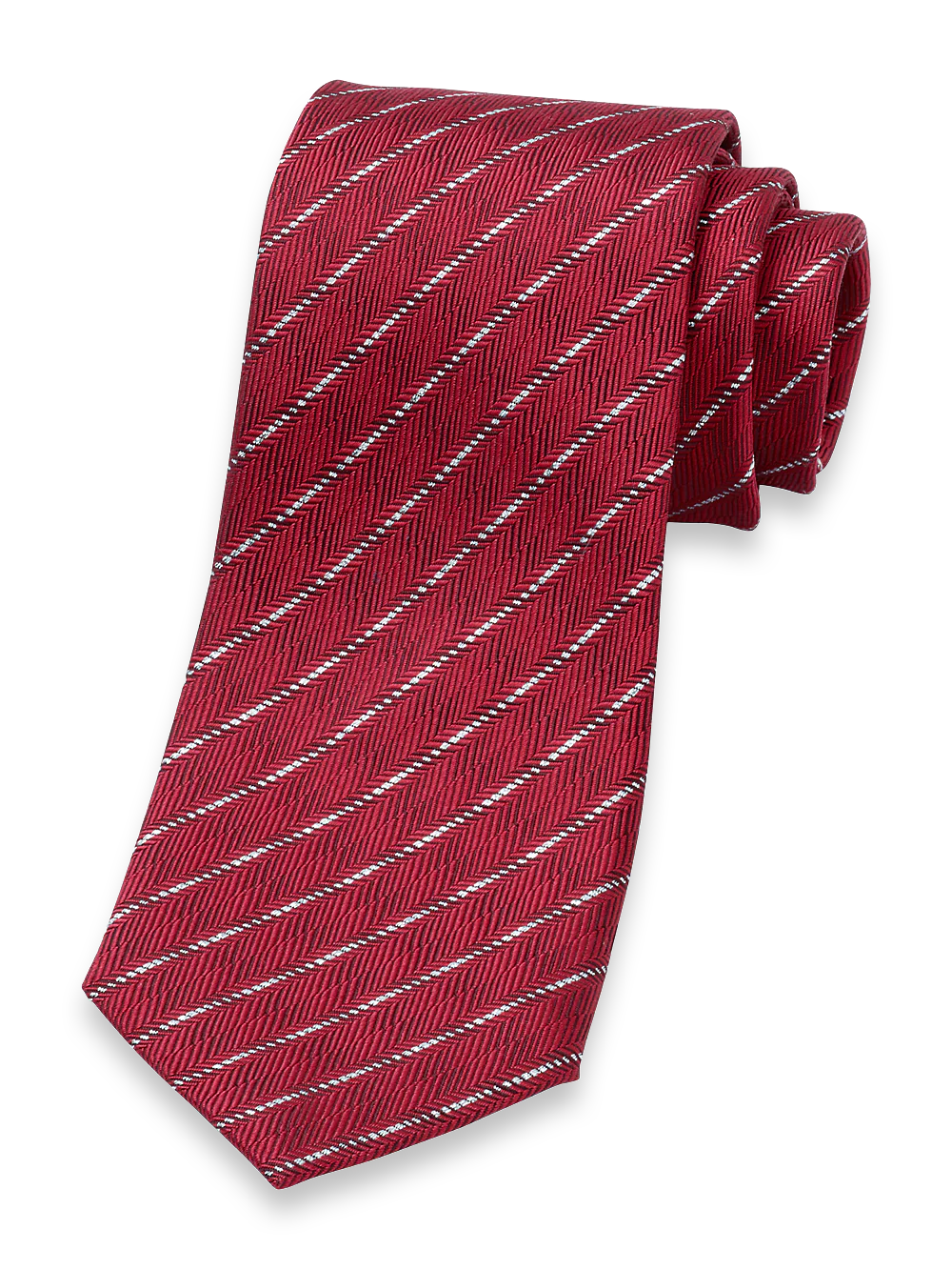 Stripe Woven Silk Blend Tie - Red