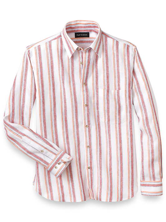 Linen Stripe Casual Shirt - White Multi