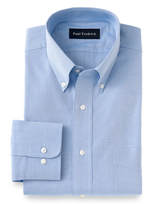 Superfine Egyptian Cotton Solid Color Button Down Collar Dress Shirt - Blue