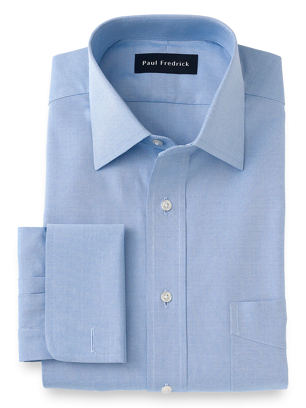 Slim Fit Superfine Egyptian Cotton Solid Spread Collar French Cuff Dress Shirt - Blue