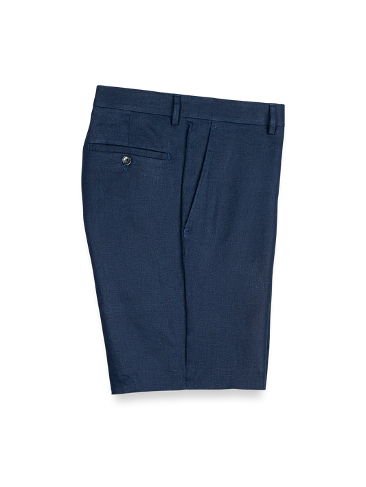 Linen Flat Front Shorts - Navy