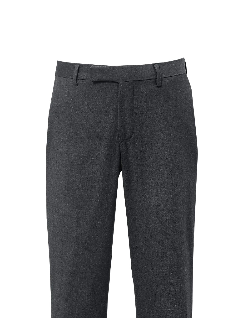 Classic Fit Wool Gabardine Flat Front Pants - Slate Blue