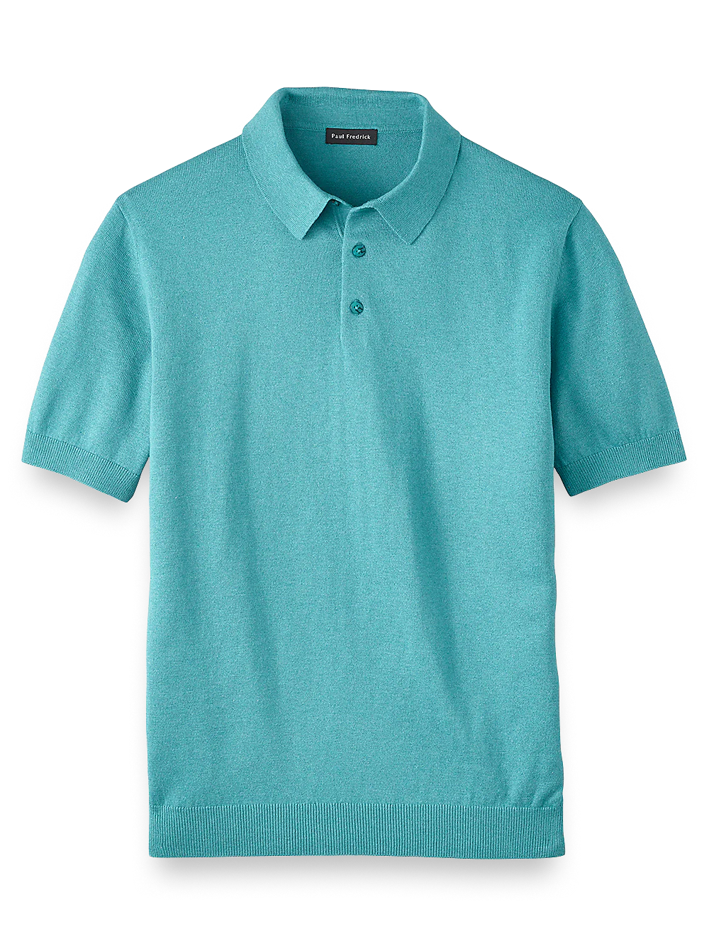 Silk Cotton and Cashmere Three Button Polo - Turquoise